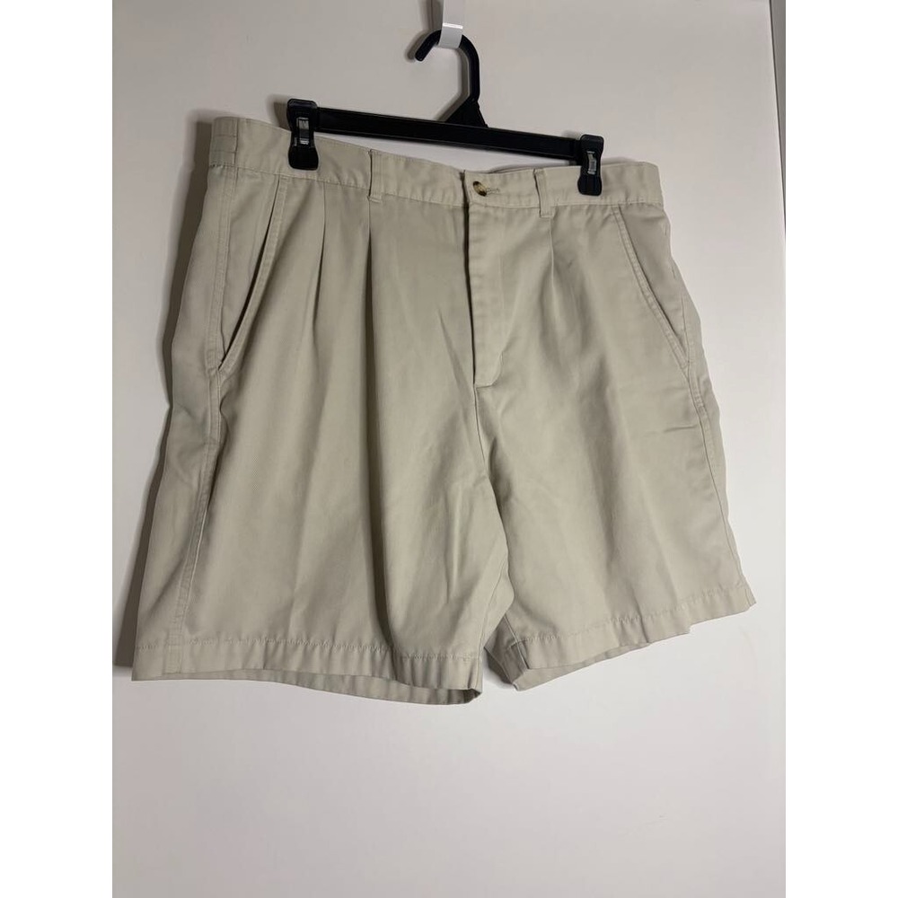 Puritan Mens 36 Pleated Chino Shorts Beige Casual Cotton Golf Classic